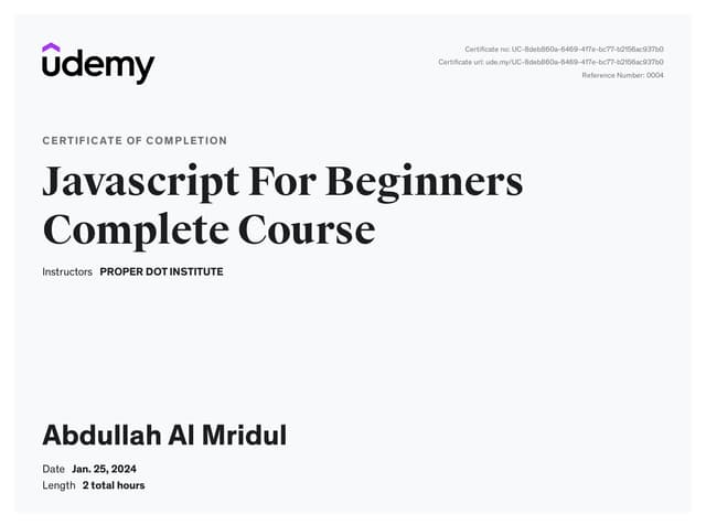 JS Basic Course by Udemy